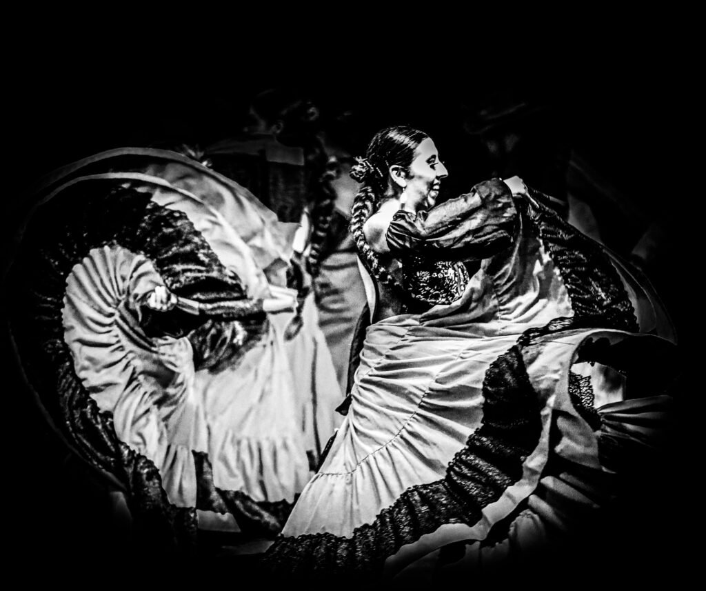 Traditional dancers performing in circular motion