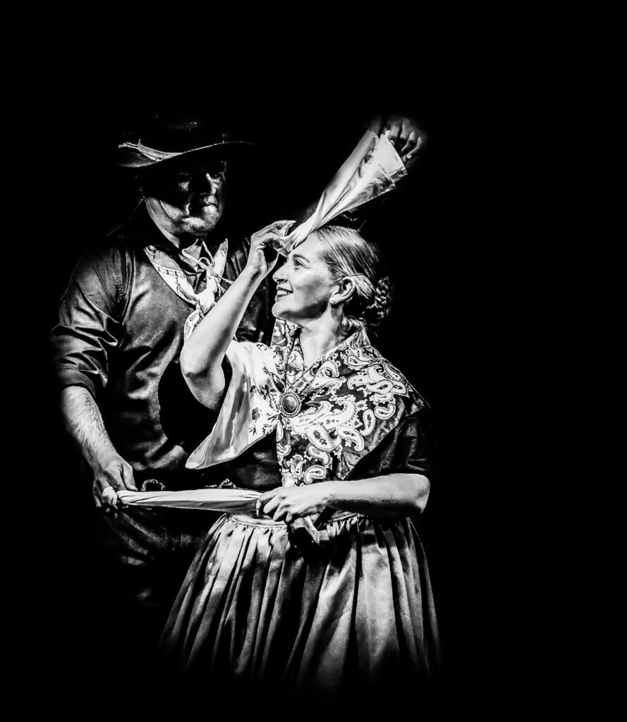 Dancing couple during traditional cultural performance